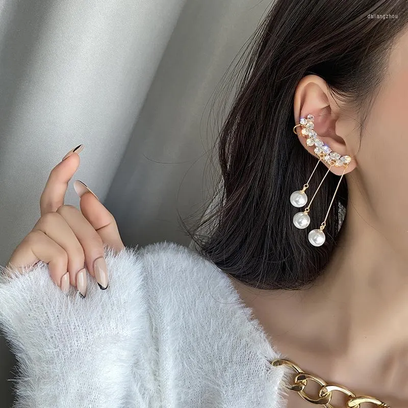 Stud Earrings Podollan Exquise Luxe Luxe Tassel Pearl Crystal Drop Fashion for Women Wholesale Wedding Sieraden