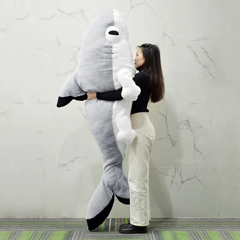 플러시 인형 200cm Sharkitty Plush 인형 대형 상어 베개 애니메이션 애니메이션 애니메이션 소프트 인형 플러시 장난 장난감 수면 쿠션 크리스마스 생일 선물 230525