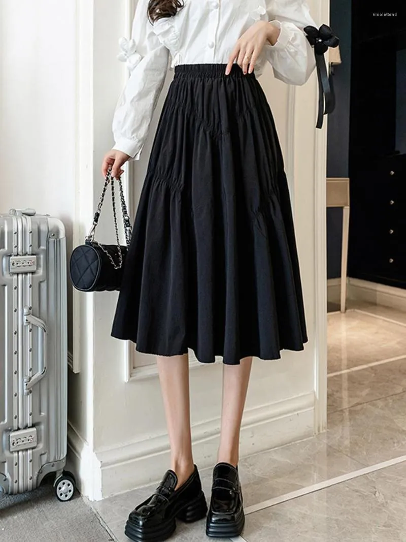 Skirts 2023 Women S Vintage Mid Length A Line Skirt Elastic