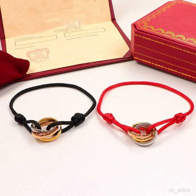 23ss Mode Acier Inoxydable Trinité Anneau Chaîne Bracelet Trois Anneaux Dragonne Couple Bracelets pour Femmes et Hommes Mode Jewwelry Célèbre Marque