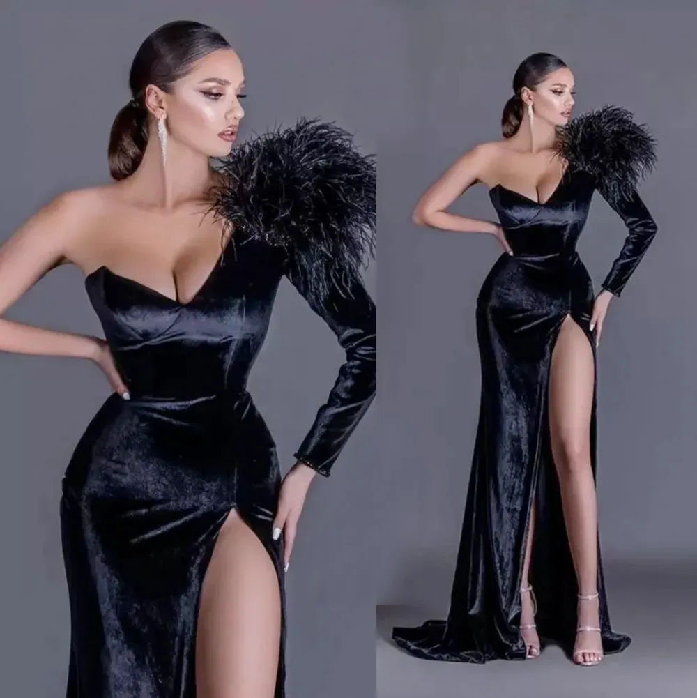 【お気に入り】 Straight DHgate.com:Velvet Evening Long One-Shoulder Dresses スーツ・フォーマル・ドレス