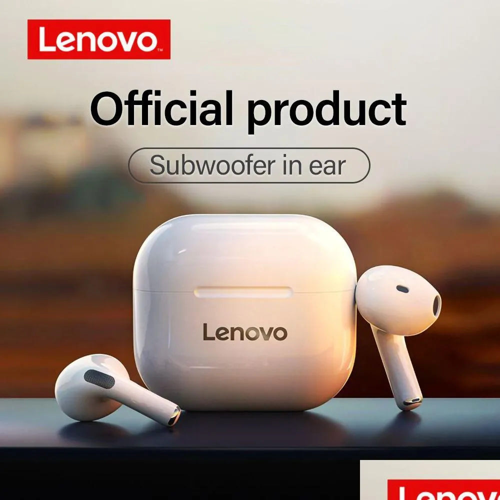 Fones de ouvido com fones de ouvido Lenovo Lenovo LP40 sem fio TWS Bluetooth Touch Control Sport Headset Earbuds estéreo para telefone Android Drop Dhunc