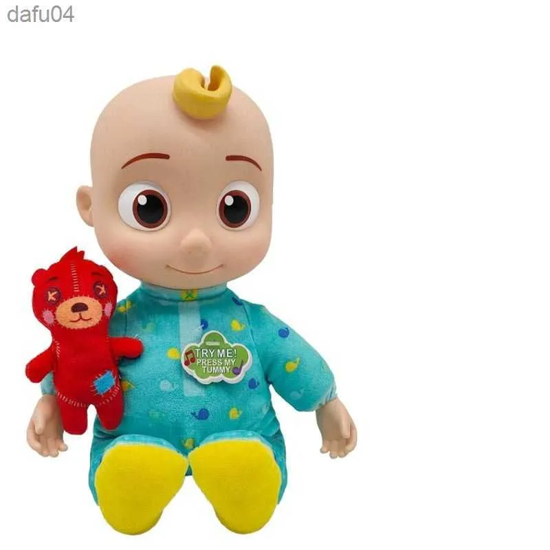 Poupées 2023New Coco melon Animation Peluche Poupée Chant JOJO Vinyle Poupée Anglais Comptine Musique Poupée Enfants Jouet Cadeau D'anniversaire L230522