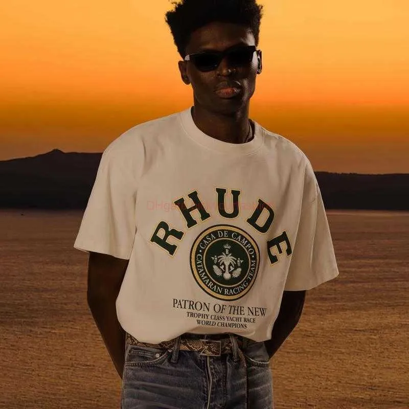 Dise ador Ropa de moda Camisetas Camiseta Rhude Mangas cortas Co Marca Impresi n correcta Jerry Mismo Ins Moda Pareja Vestido American High Street