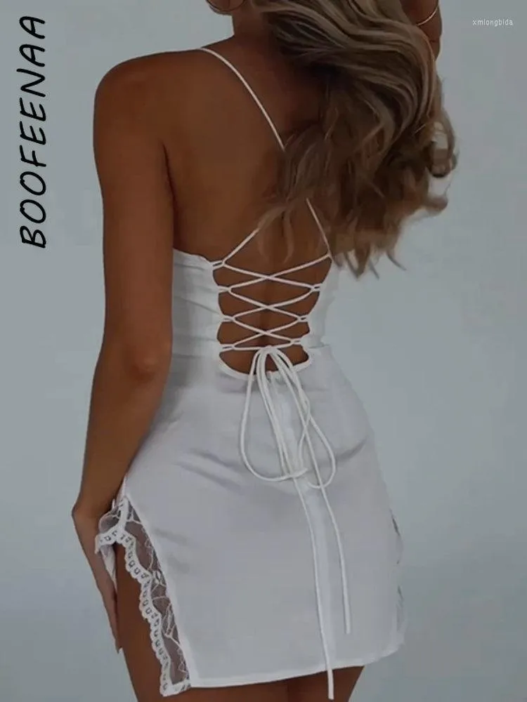 backless white slip dress Backless Short Slip Dress - Ivory