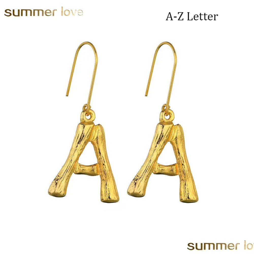 Urok projektantki Az Letter Colkings for Women Girls 26 LITHER ALPHABET 18K PLATED BAMBOO Dangle Keaning Prezent Prezent Dhvuk Dhvuk