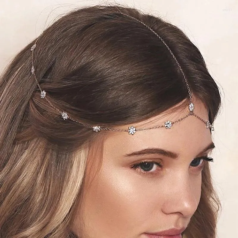 Klipy do włosów Stonefans Prosty modny łańcuch cyrkonu panny młodej ozdoby dla kobiet czeska biżuteria ślubna tiara
