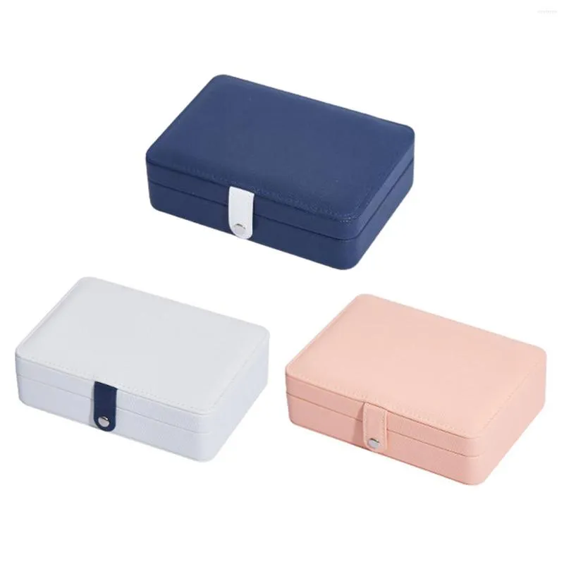 Jewelry Pouches Box Organizer 6 Hook PU Leather Single Layer Display Holder Storage Case For Studs Watches With Earrings Board Showcase Gift