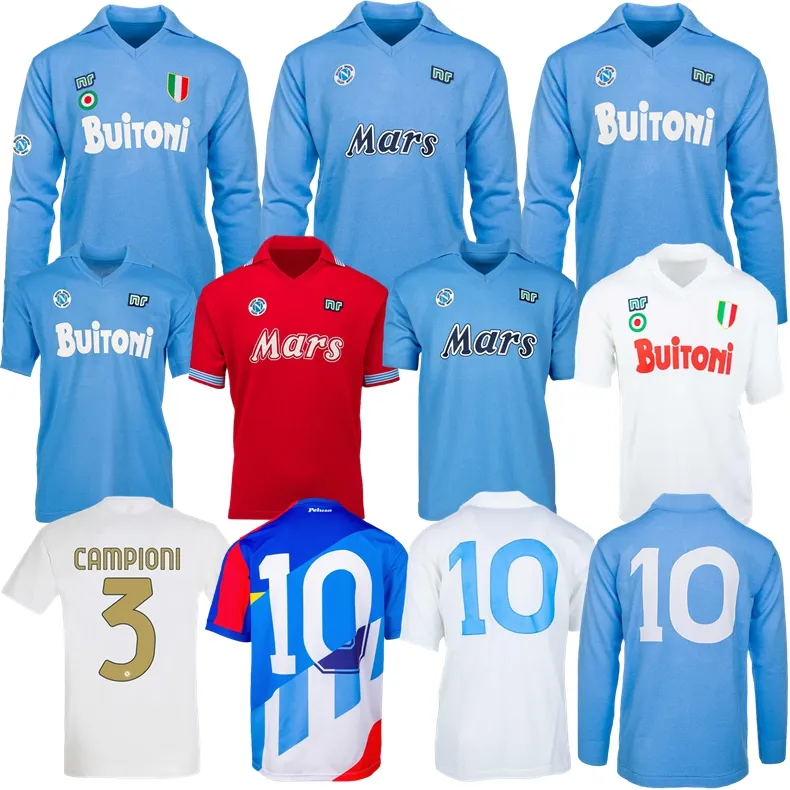 1985 1986 1987 1988 Napoli Retro-Fußballtrikots 1989 1990 1991 Neapel 22-23 CAMPIONI D ITALIA Maradona FERRARA Careca Vintage klassisches Fußballtrikot