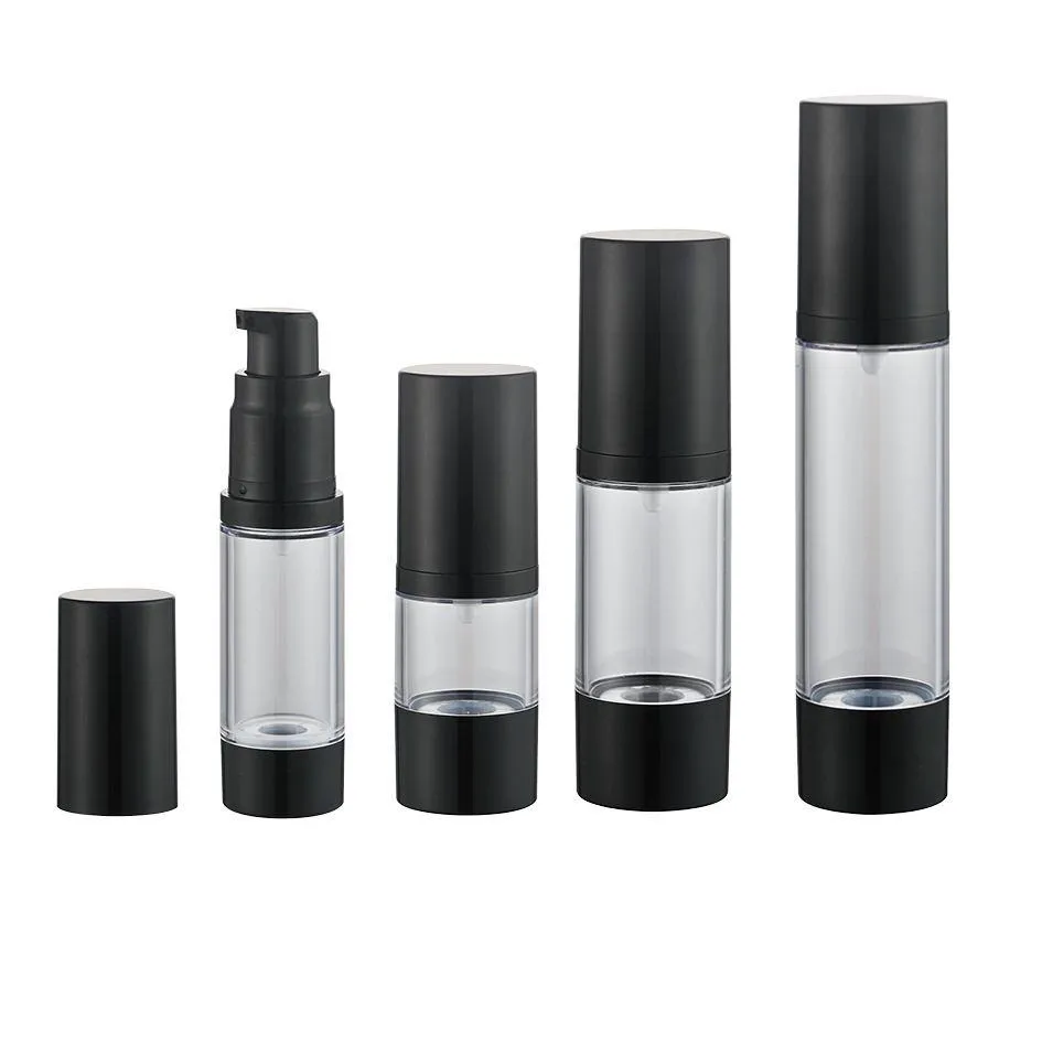 Packing Bottles 15 30 50 80 100 120Ml Airless Pump Bottleempty Refillable Black Vacuum Cream Lotion Make Up Bottle Toiletries Liquid Dhwoa