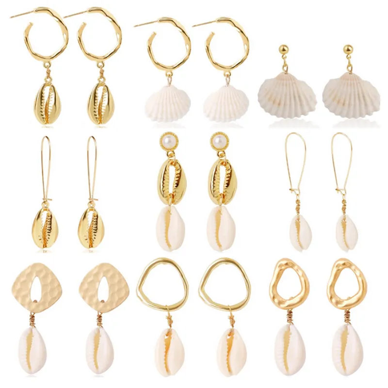 Boho Style Shell Stud Earring Women Travel Beach Shell Earrings for Gift Party Fashion Jewelry