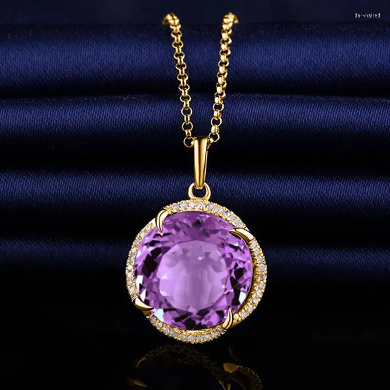 Ketten Black Angel Mode Rose Blume geformt Amethyst CZ Edelstein 18 Karat Gold Anhänger Halskette für Frauen Hochzeit Schmuck Weihnachtsgeschenk