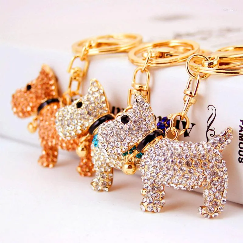 Porte-clés créatif mignon cloche chiot porte-clés zodiaque chien anneau métal pendentif femmes sac accessoires petit cadeau
