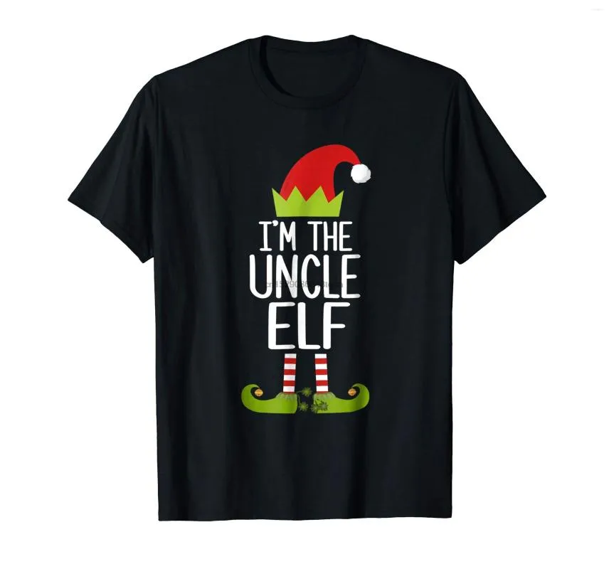 Camisetas masculinas Eu sou a camisa do tio elf que combina com a família de natal Tshirts-Men's T-Shirt-Black
