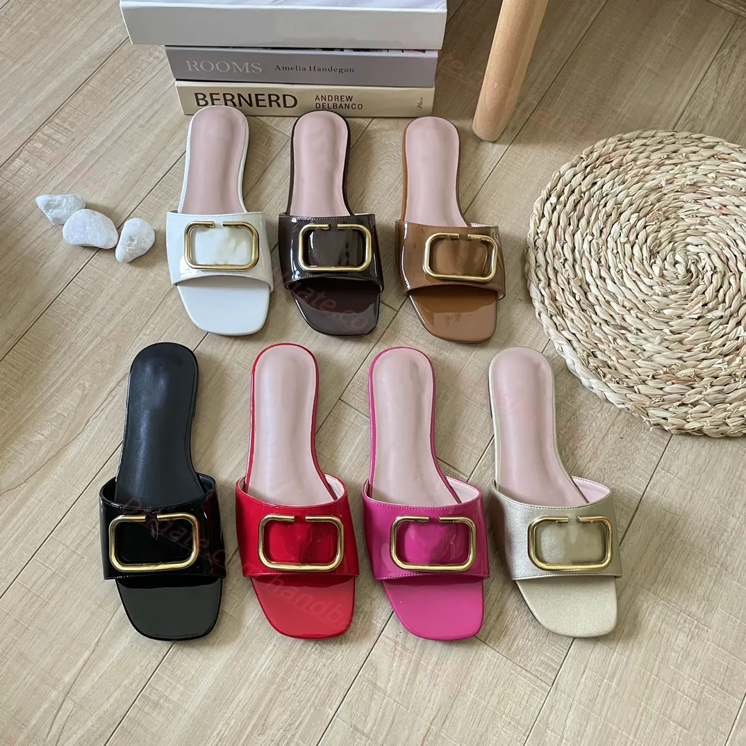 Luxury Designer Slippers Women V Signature Sandals Paris Metal