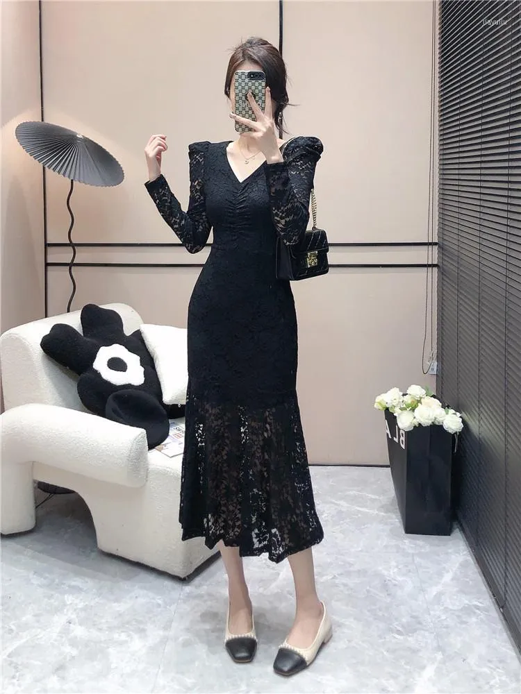 Robes decontractees 2024 Chic Korea Sirene Maxi Robe pour fete bureau ou vetements de tous les jours