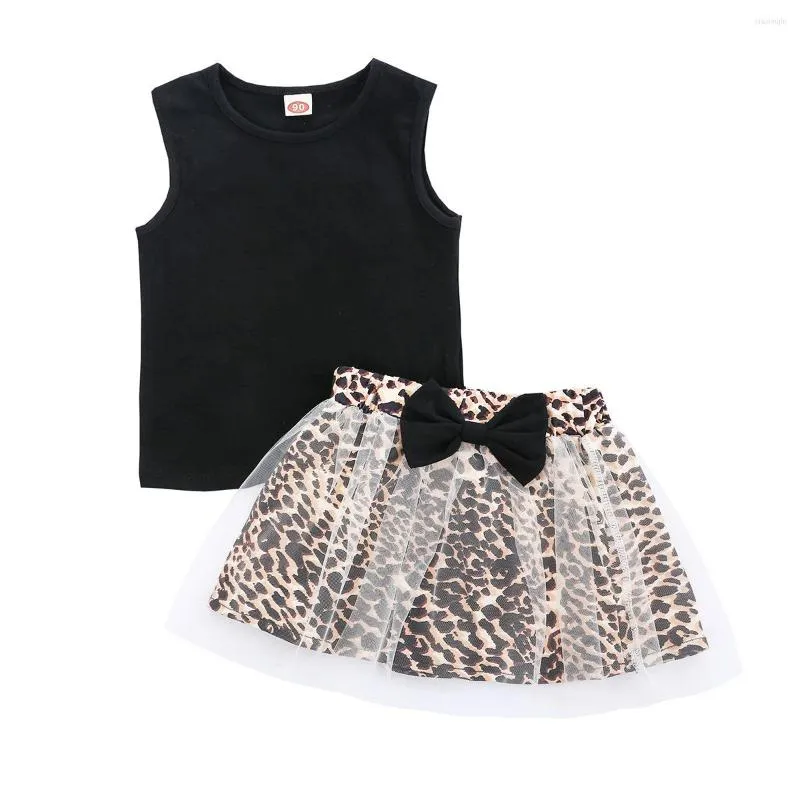 Clothing Sets Summer Fashion Baby Girl Suits Toddler Clothes Set T Shirt Tank Leopard Tutu Skirt Mesh Tulle Cute Girls Kids Outfits
