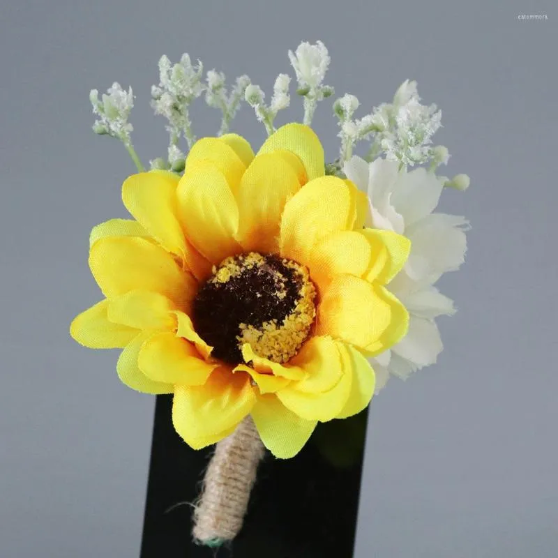 Brosches Mori Wedding Bride and Groom Corsage Simulation Sunflower Bridesmaid systrar handledsblommamöte H1314