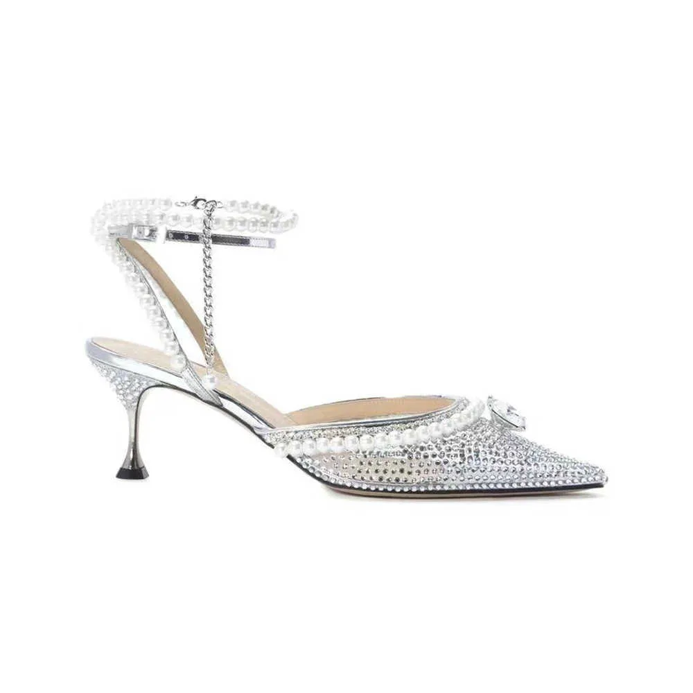 FENG 2023 NY PEARL RHINESTONE Fashion Pointed Transparent Heel Shoes Women's High Sandals 230526