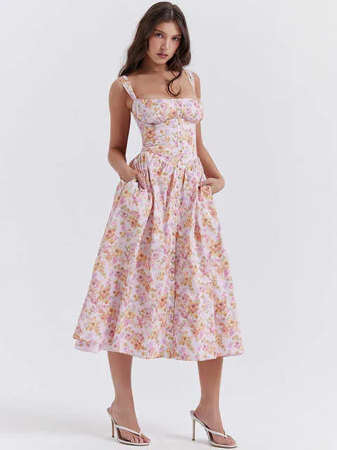 open lace back dress Jennifer Dress in Garden Tea Party Floral – Ivy City Co main image 0