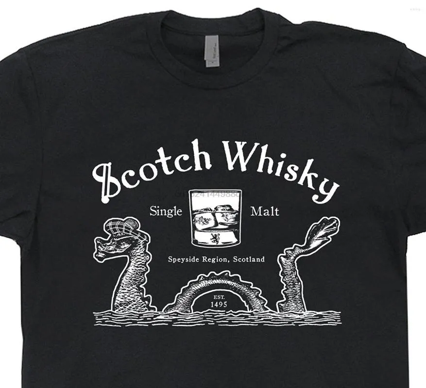 Men's T Shirts Whisky Shirt Loch Ness Monster Tee Scotland Scotchy Drinker Vodka Bourbon Scottish Irish Ireland Beer Shirtmandude