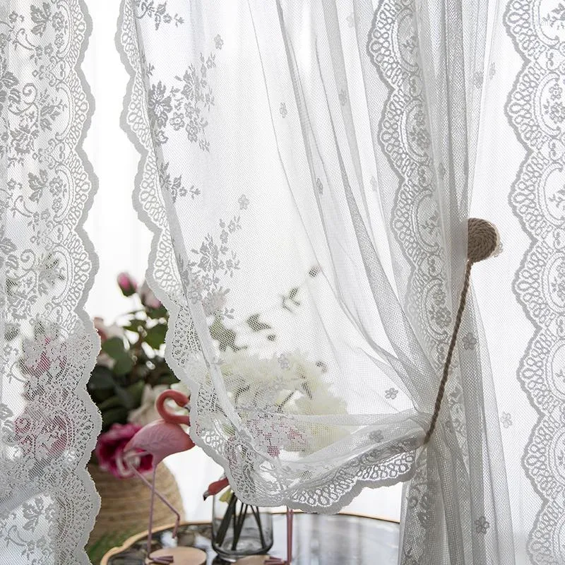 Rideau dentelle blanc Tulle rideaux pour chambre chambre Europe Type petit motif d'appel émotionnel perméable à la lumière