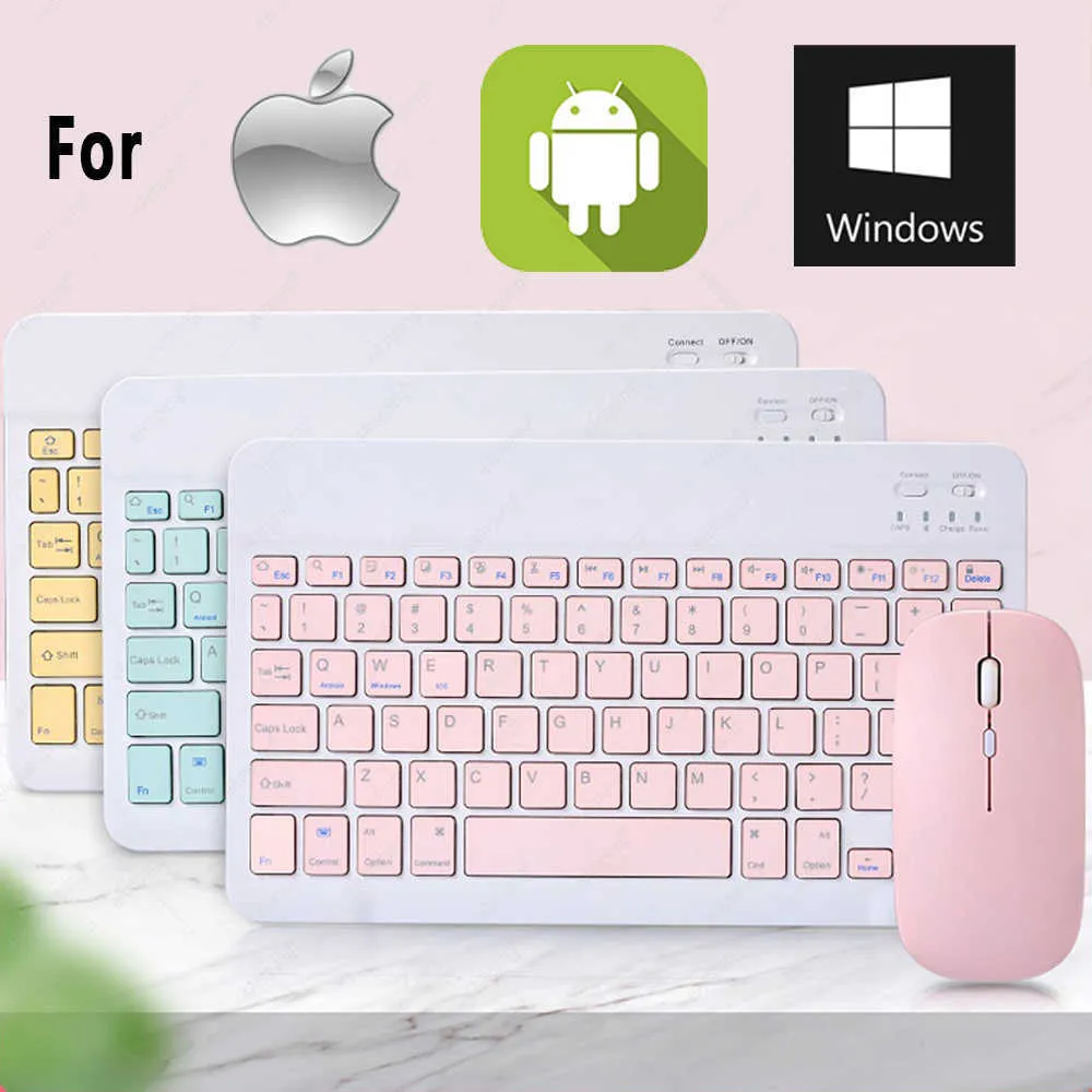 Clavier souris coloré, russe, espagnol, pour samsung, android