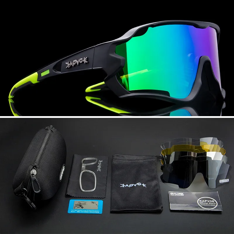 선글라스 편광 산악 자전거 자전거 안경 야외 스포츠 융기 고글 UV400 4 렌즈 안경 남성 여성