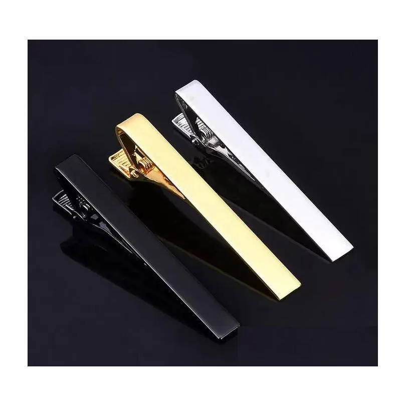Tie Clips Men Classic Clip Sier Gold Black Necktie Bar Pinch Suitable For Wedding Anniversary Business And Daily Life Drop Delivery Dh2Zd