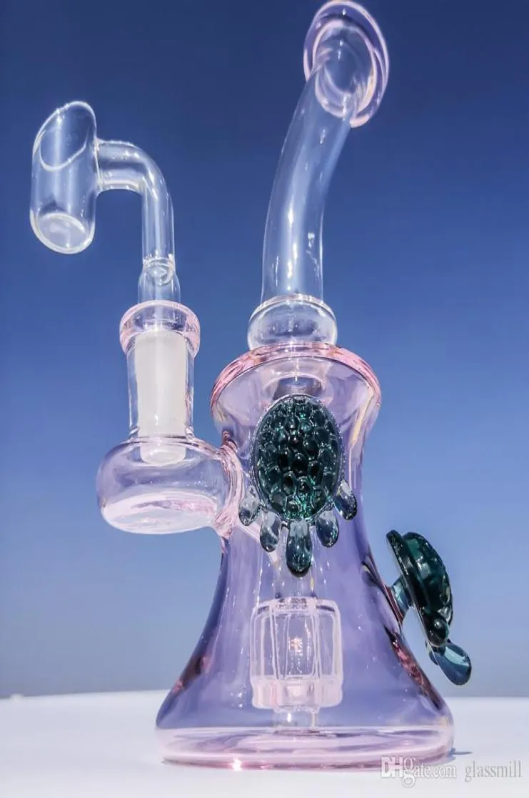 Pink Glass Bubbler Heady Dab Rigs Ice Water Bongs Recycler Dab Rigs