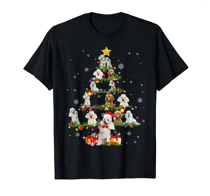 Camisetas masculinas Funny Poodle Tree Christmas Papai Noel Up Star X-Mas Gift-Men's T-Shirt's T-Shirt-Black