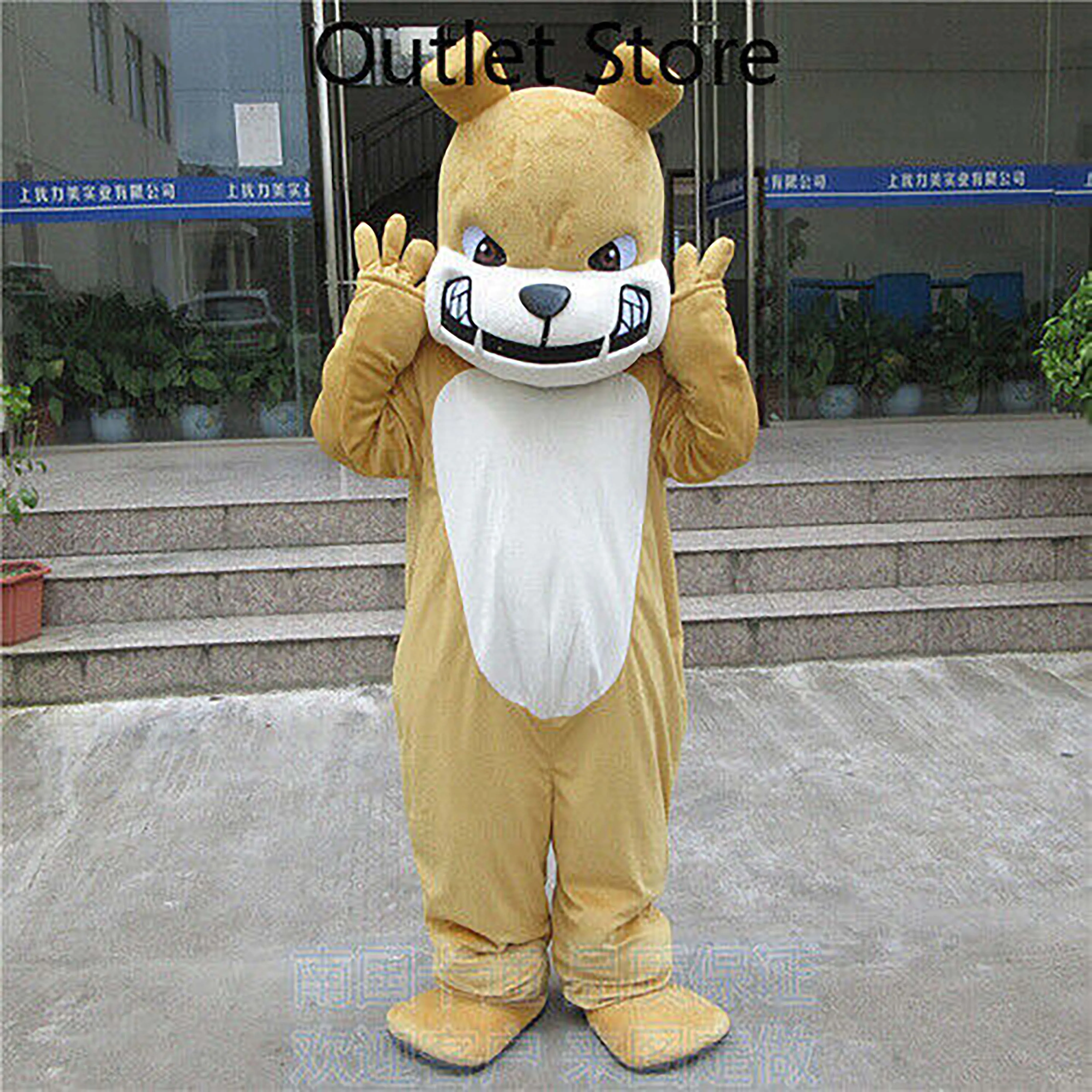 Customizable Adult Brown Bulldog Bison Mascot Costume For