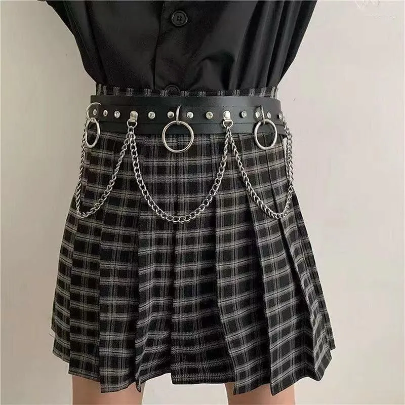 Riemen hiphop punk gotische stijl metalen ketting riem dames mode wilde pin buckle jurk jk rok korset corset tailleband decoratie accessoires