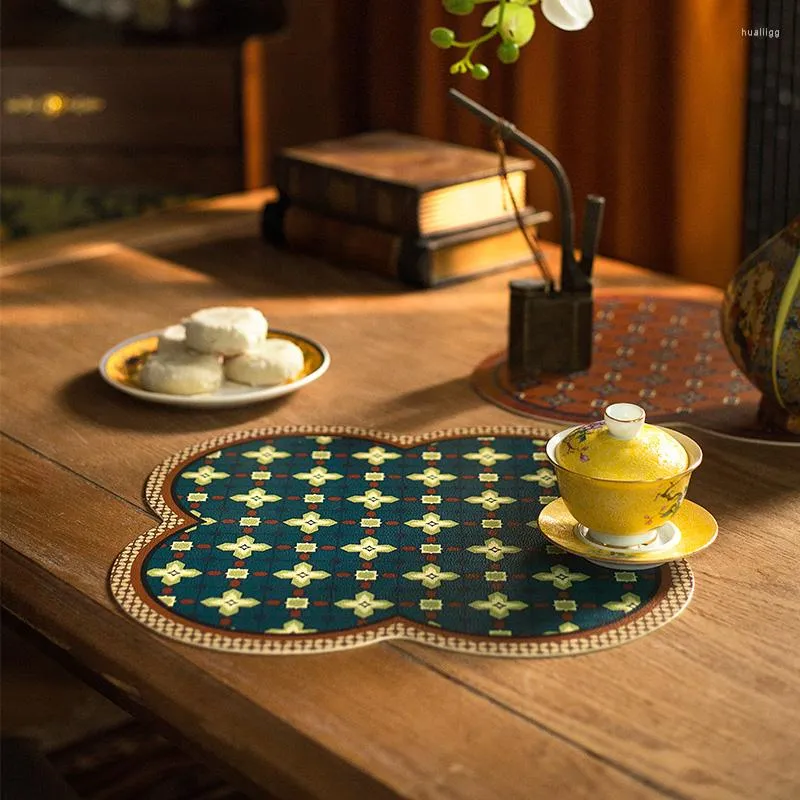 Set Of 2 Faux Leather Placemats And Coasters Heat Resistant Non