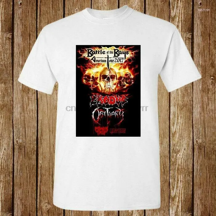 Mäns T-skjortor Exodus Obituary Battle of the Bays Tour Poster 2023 USA Size T-shirt EN1 (1)