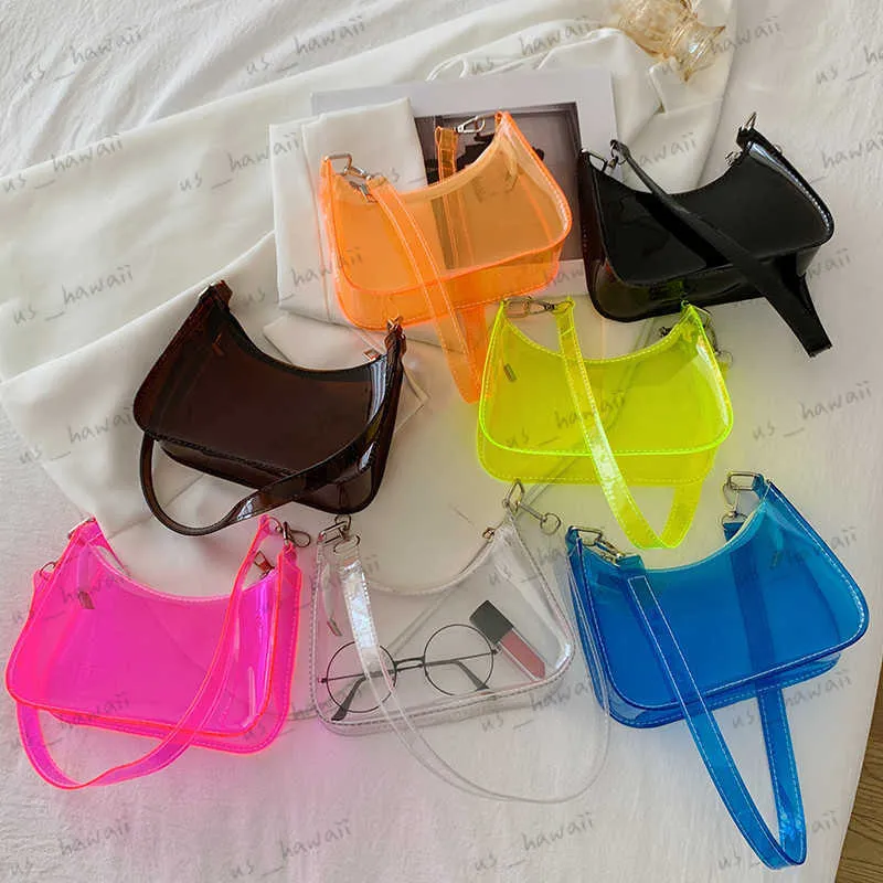 Torby wieczorowe Summer Transparent Candy Kolor Bag na ramię panie przezroczyste torebki torebki projektant solidnych kolorowych kupujących podtrzymanie torba telefoniczna t230526