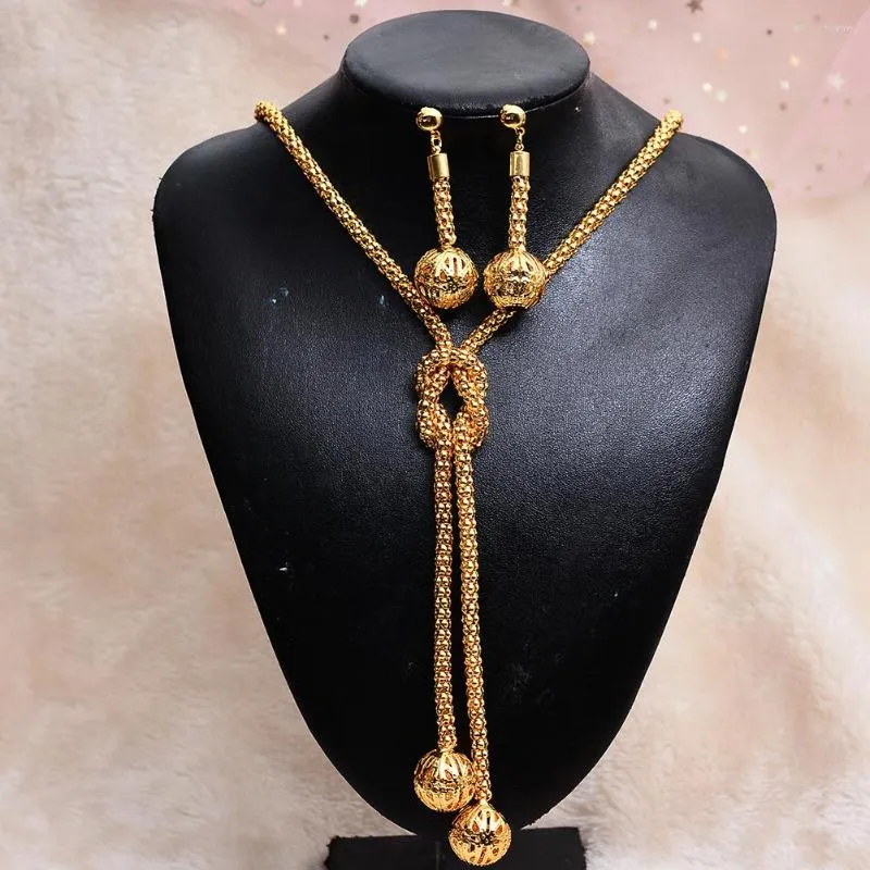 Kolye küpeler seti boncuk büyük altın rengi takı kolye bilezik zinciri kadın romantik hediye Afrika Arap