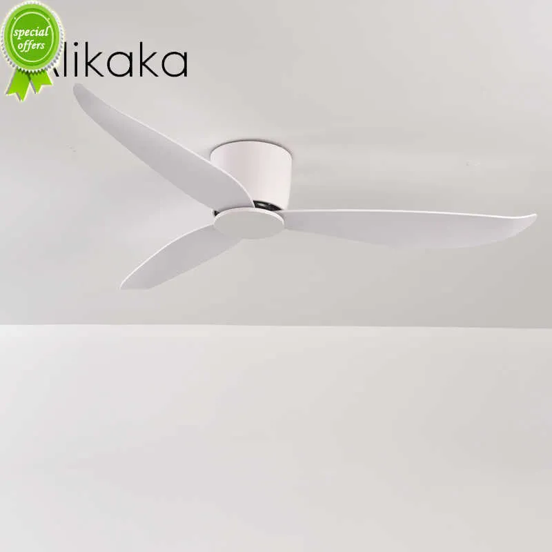 Nuovo moderno ventilatore da soffitto bianco a basso profilo senza luce Ventilatore da soffitto CC con telecomando Ventilatore domestico decorativo Nessuna lampada 220v