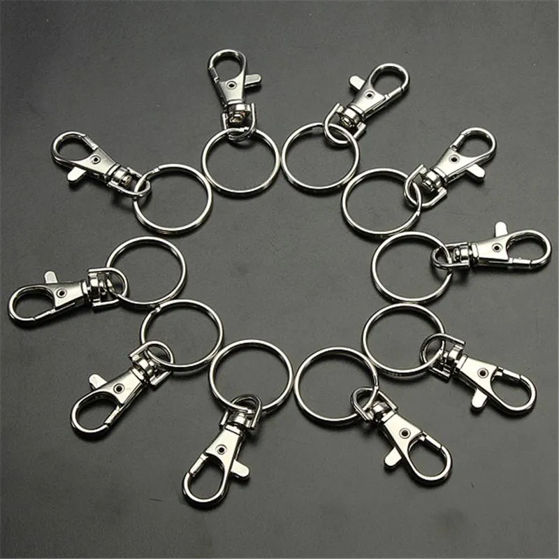 Porte-clés 10 pièces/ensemble porte-clés en métal argenté pivotant mousqueton fermoir Clips crochets porte-clés bijoux accessoires à la mode anneau fendu