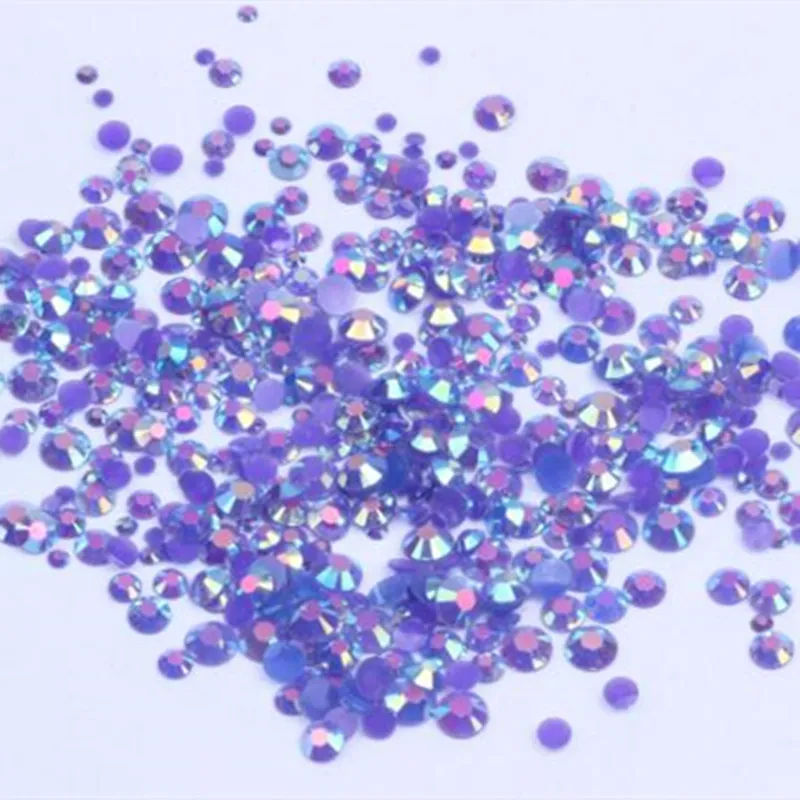 Resin Rhinestones 2-6mm Purple AB 500/1000pcs Round Flatback Non Hotfix Diamonds Appliques For Fabric Wedding Dresses