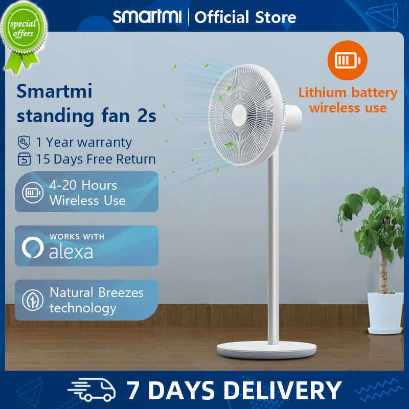 New Smartmi Electric Fan 2s/3 Zlbplds03zm/05ZM Портативный беспроводной полет. Вентилятор для летних натуральных технологий Breezes