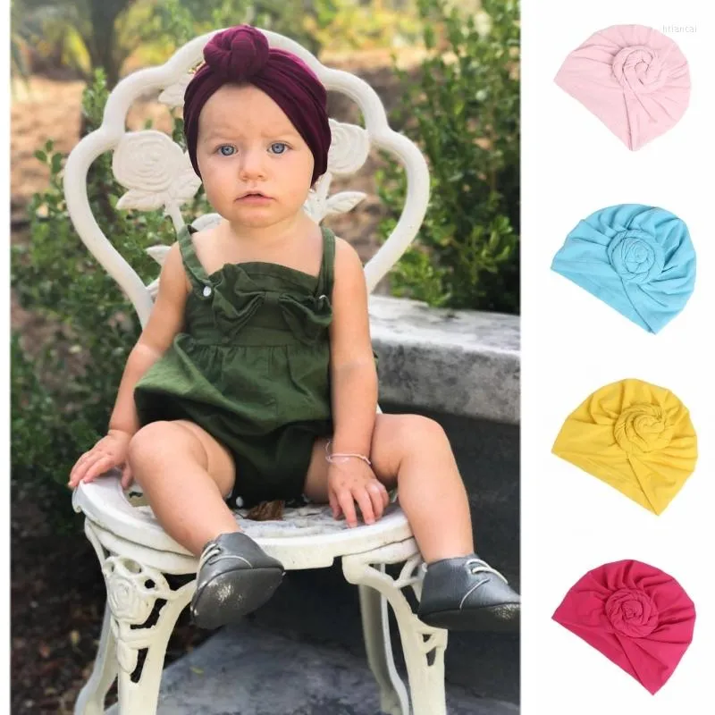 Beretten baby katoen cap head wrap beanie band kinderen meisjes tulband Afrikaanse kinderen twist knoop elastische hoed motorkap moslim hoofddeksels haar