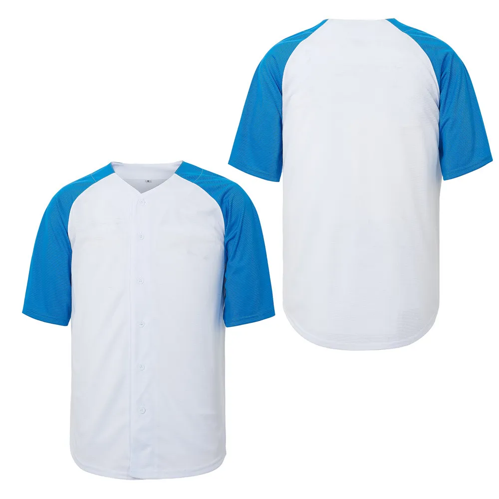 Personnalisé blanc bleu authentique Baseball Jersey couture nom numéro taille S-4XL