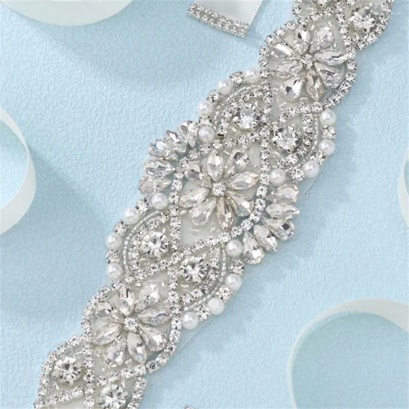 Ceintures Argent Strass Robe De Mariée Ceinture Cristal Satin Accessoires Ruban De Mariée Taille