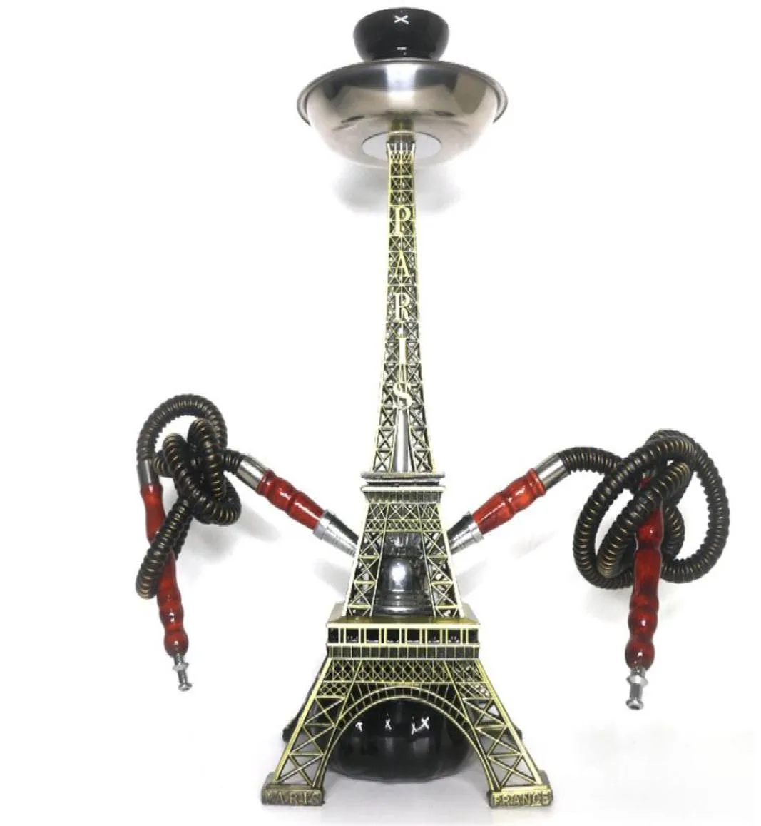 Upscale Eiffel Tower Shisha Double Pipe Glass Hookah Set Shisha Pipe