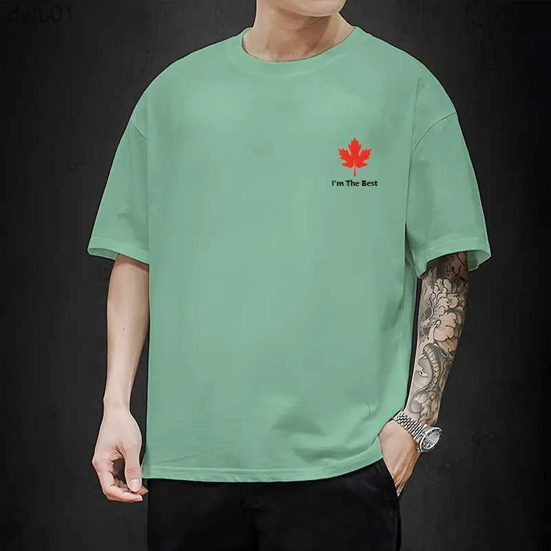 Men's T-Shirts Men's T-shirt Sports Maple Leaf Simple Print Short Sleeve T-shirt Men's Half Sleeve Summer Casual Oversized T-shirt Men's S-4XL L230520