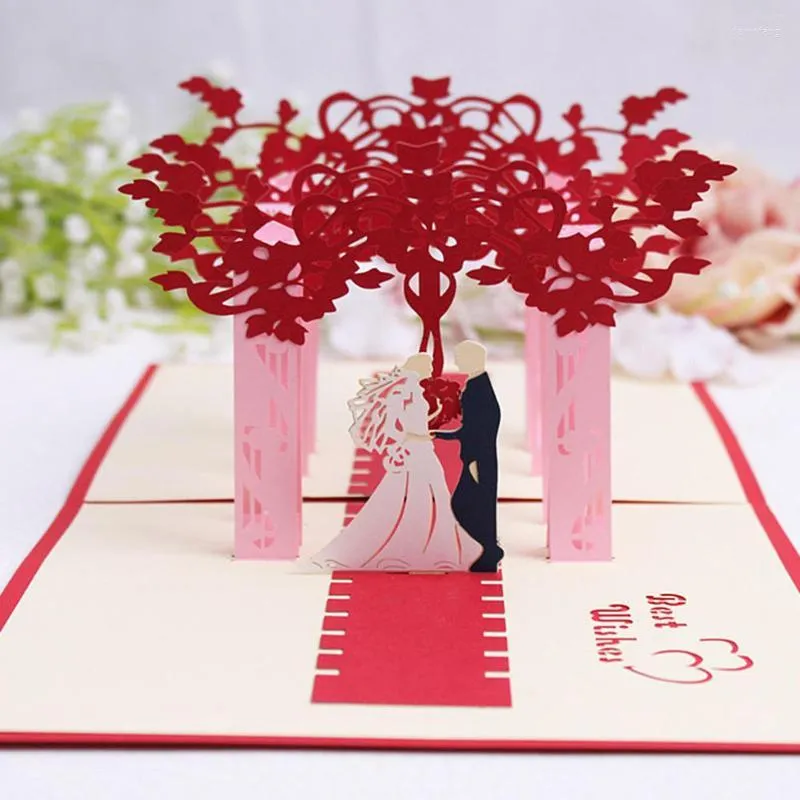 Kartki z życzeniami 3D Karta ślubna Up rocznica dla żony panny mąż go, że jej pary rodzice rodzice złota srebro
