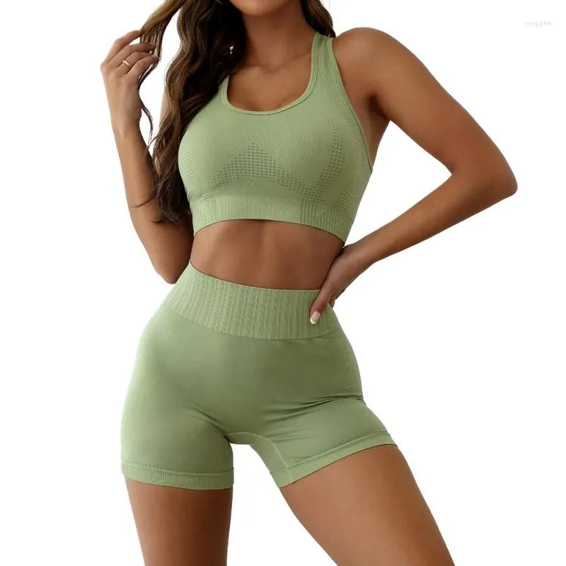 Active Sets Yoga Sport Fitness Sportwear Women 2 Pieces Set Women's HalterTracksuit Bra High Waist GYM Shorts Workout Clothes