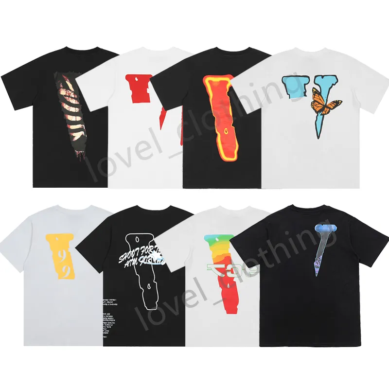 Vlone Summer Tee Designers Mens Women T Shirts High Street Fashion Leisure Loose O-Neck CottonsプリントLuxurys Trend Lover