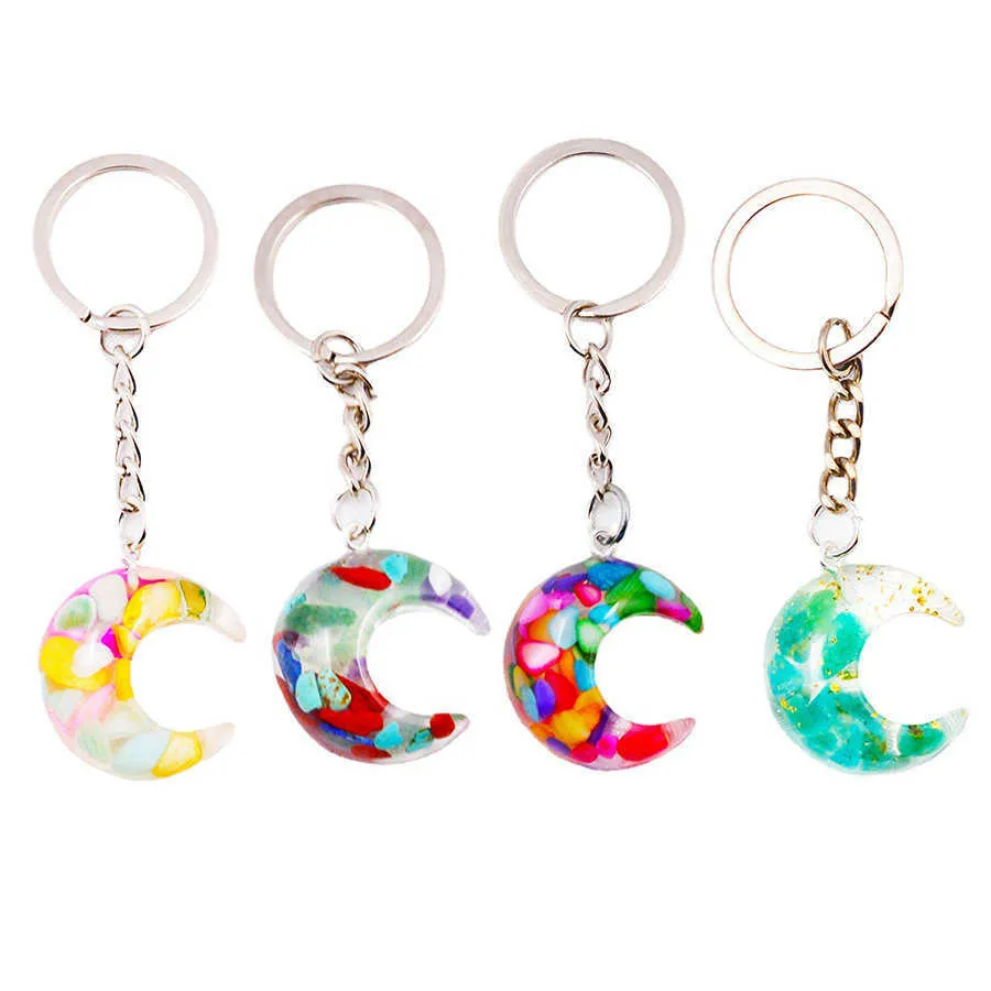 Porte-clés nouveau époxy cristal lune acrylique pendentif bijoux à bricoler soi-même petit cadeau en gros porte-clés charme G230525